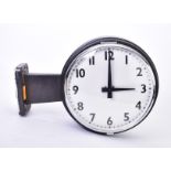 VINTAGE MID CENTURY CHROME DOUBLE SIDED WALL STATION CLOCK