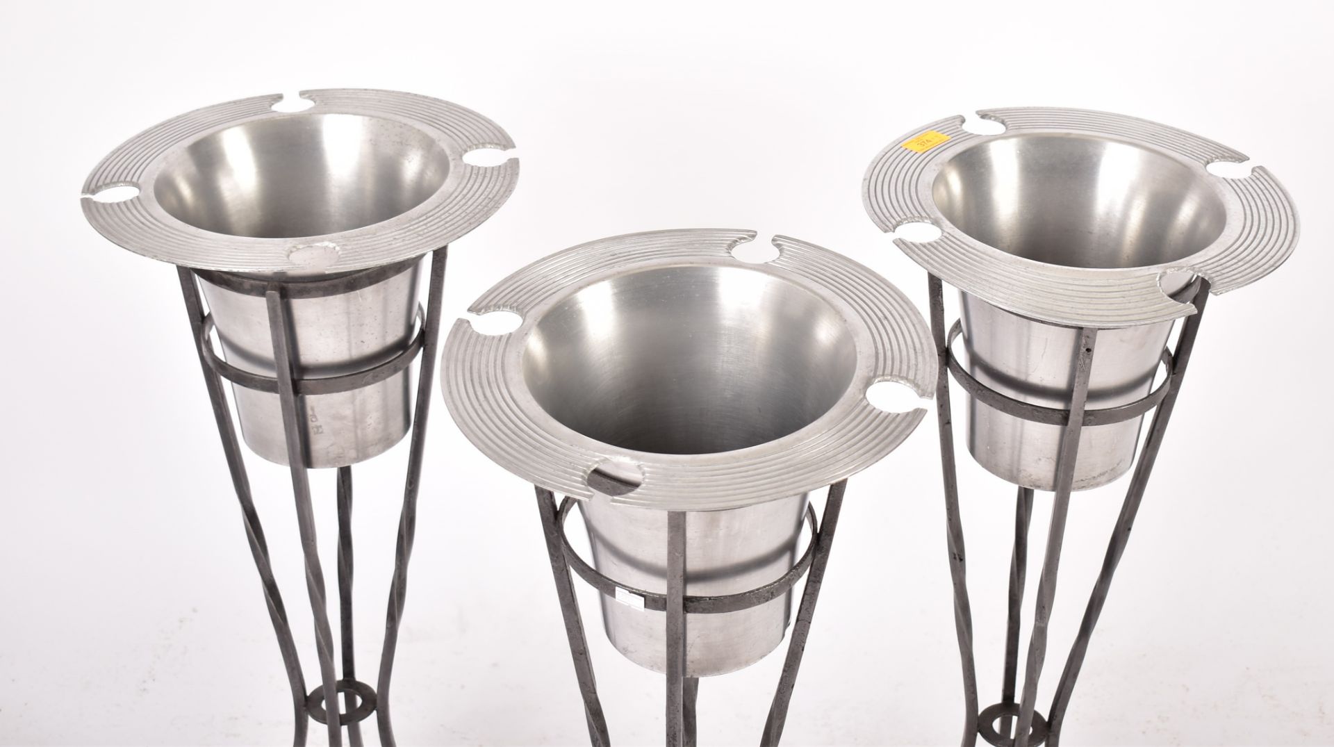 THREE CHROME & CAST IRON CHAMPAGNE BUCKETS & STANDS - Image 2 of 5