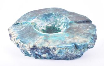 ROMANO BIANCHI - 1970S BLUE DYED ALABASTER ASHTRAY