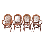 MATCHING SET OF FOUR 20TH CENTURY WICKER AND RATTAN CHAIRS