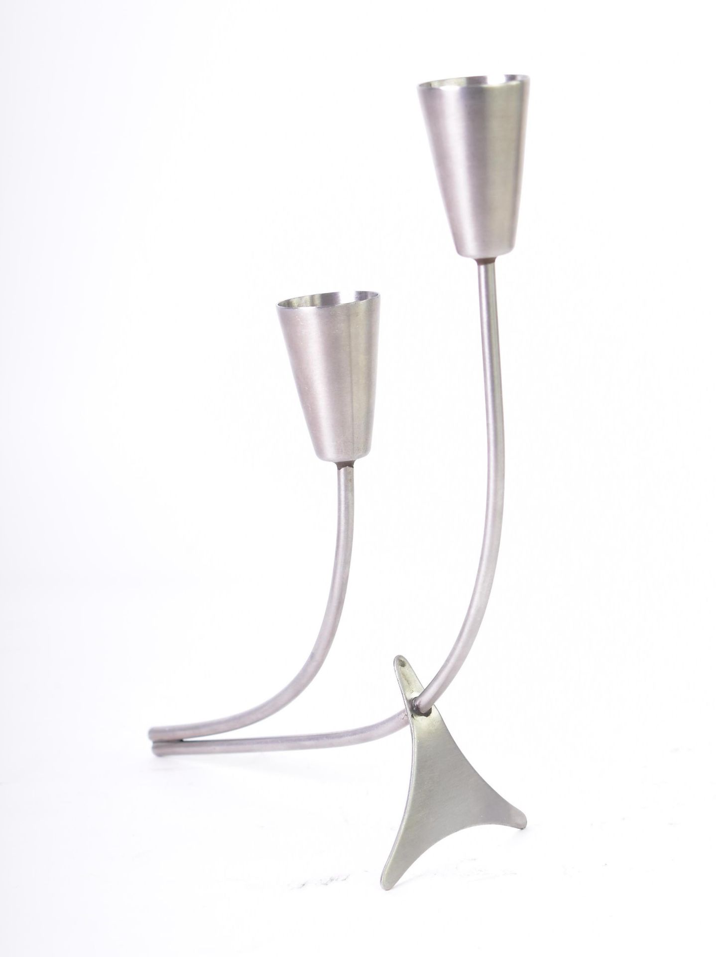 DANISH DESIGNS VINTAGE 1970S STAINLESS STEEL CANDLESTICK - Image 3 of 6