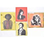 DAVID HUDSON - A COLLECTION OF 4 STENCIL SPRAY PAINTINGS