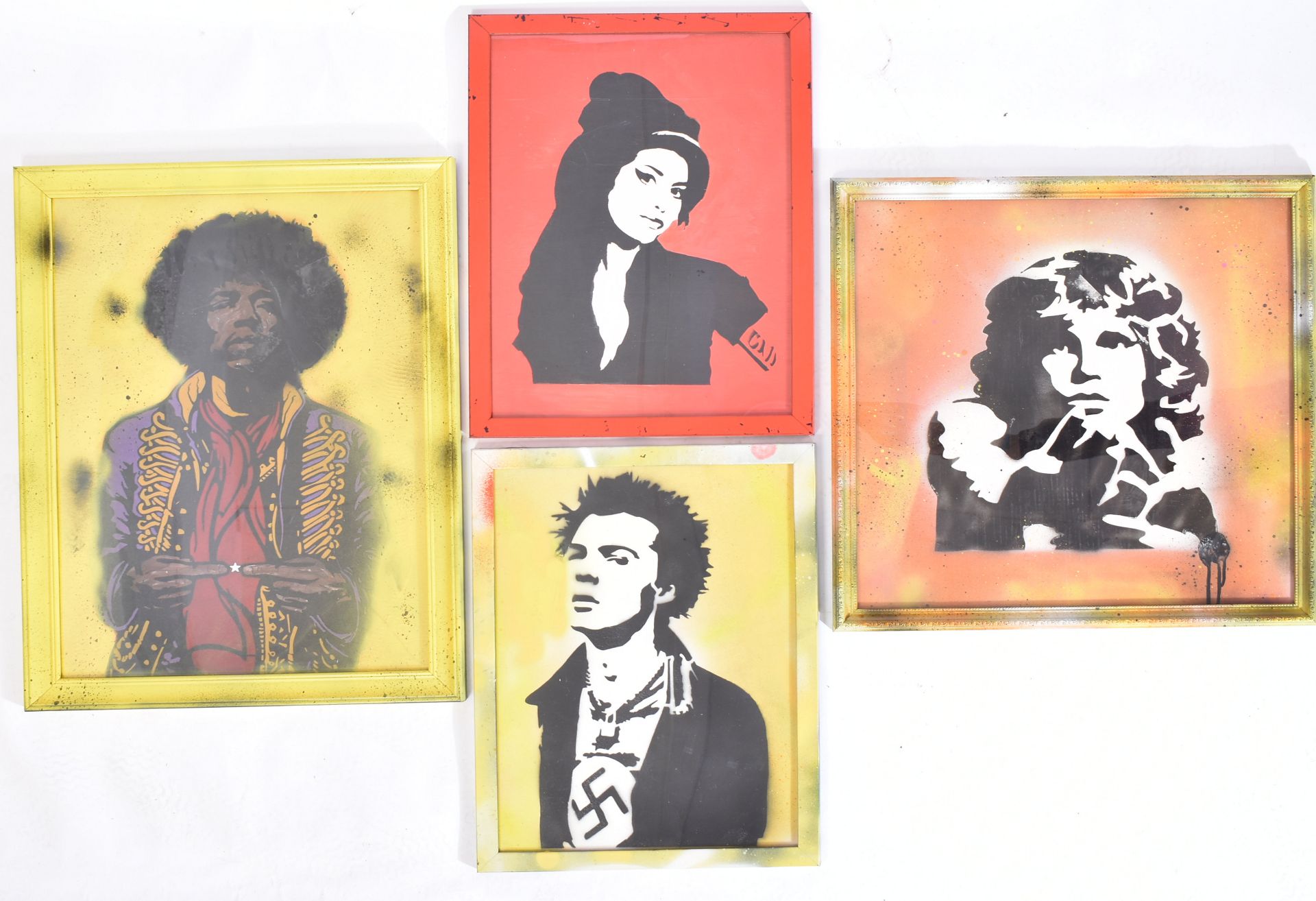 DAVID HUDSON - A COLLECTION OF 4 STENCIL SPRAY PAINTINGS