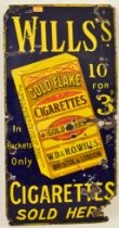 WILLS'S GOLD FLAKE - VINTAGE POINT OF SALE ENAMEL SIGN