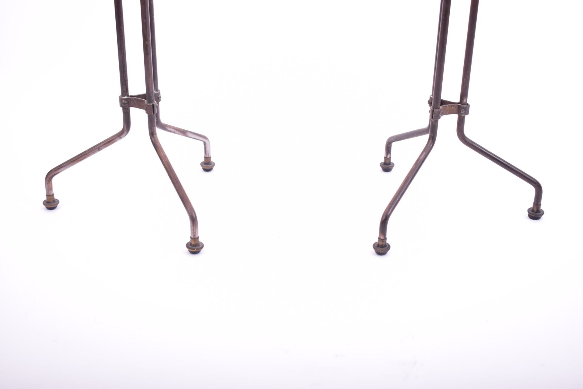 TWO MID CENTURY GLASS & WROUGHT IRON SHOP STAND TABLES - Bild 5 aus 6