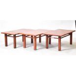 GROUP OF THREE 20TH CENTURY RED LACQUERED COFFEE TABLES