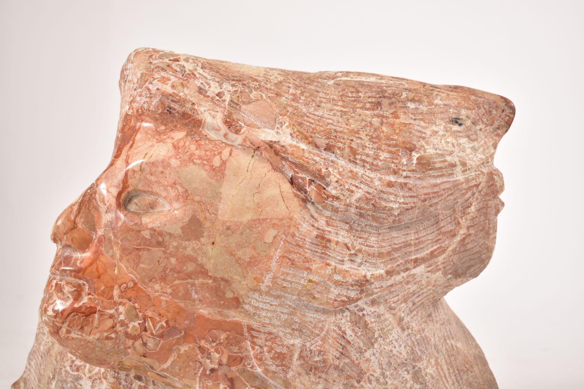 CONTEMPORARY HAND CHISELLED & POLISH PINK MARBLE SCULPTURE - Image 3 of 5