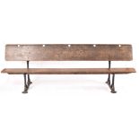 EARLY 20TH CENTURY PINE & CAST IRON ECCLESIASTIC CHURCH BENCH