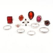 COLLECTION OF 925 SILVER & GEM SET RINGS