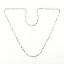 HALLMARKED 9CT GOLD FLAT LINK FIGARO CHAIN NECKLACE