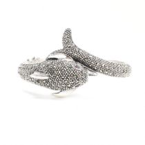 CONTEMPORARY WHITE METAL & MARCASITE DOLPHIN BANGLE