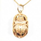 18CT GOLD SCARAB BEETLE PENDANT NECKLACE