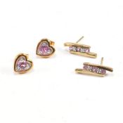 TWO PAIRS 9CT GOLD & GEM SET EARRINGS