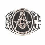 CONTEMPORARY 925 SILVER MASONIC STYLE RING