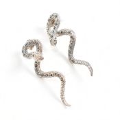 PAIR OF CONTEMPORARY 925 SILVER & MARCASITE SNAKE EARRINGS