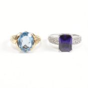 TWO 9CT GOLD GEM SET DRESS RINGS