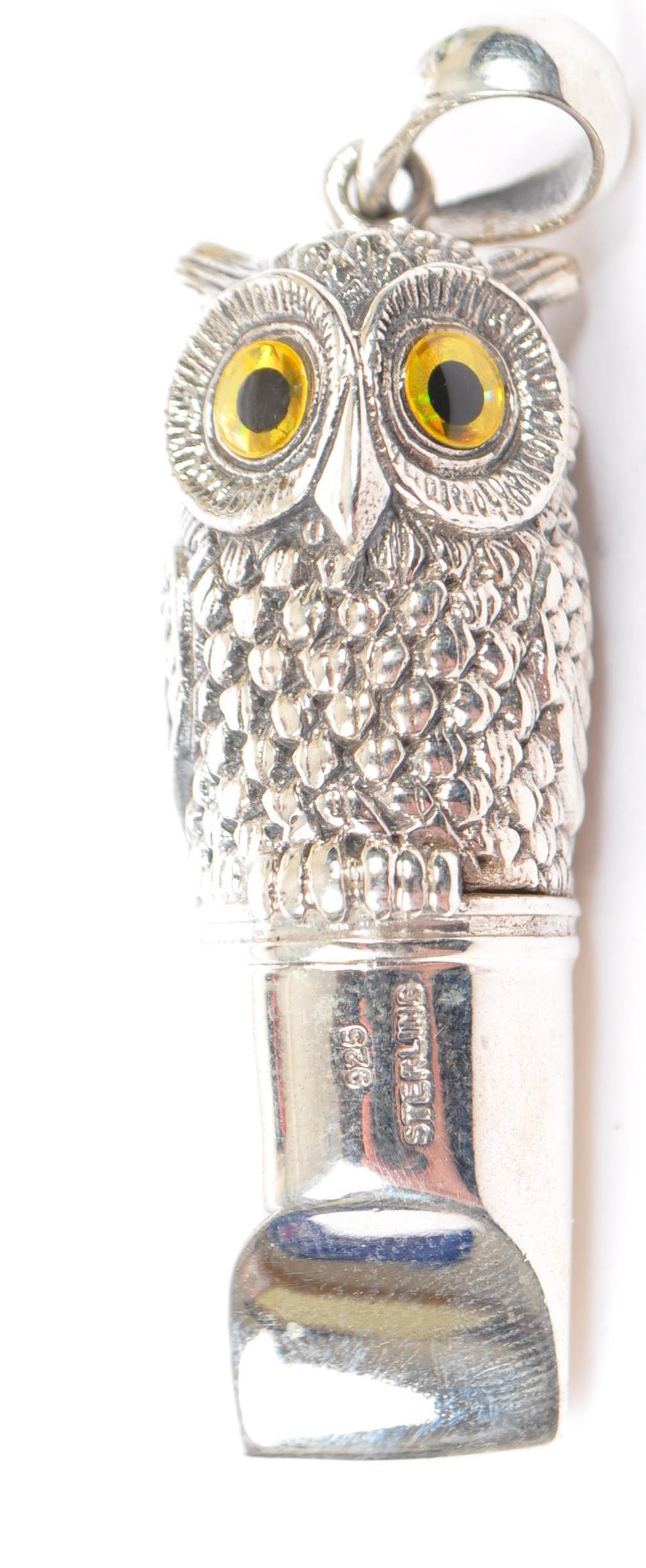 SILVER STAMPED STERLING 925 OWL WHISTLE - Image 4 of 5