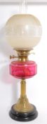 VICTORIAN 19TH CENTURY CRANBERRY GLASS OIL LAMP