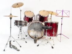LATE 20TH CENTURY DRUM KIT WITH PEARL SYMBOLS
