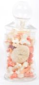 COLLECTION OF BRANCH CORAL IN LIDDED GLASS JAR