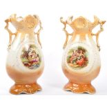 WILD & ADAMS, LONGTON, STOKE-ON-TRENT PAIR OF MANTLE VASES