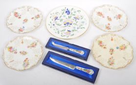 COLLECTION OF VICTORIAN PLATES BY COALPORT / KNIVES BY AYNSLEY