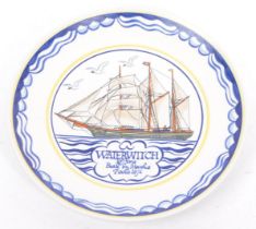 1975 CIRCULAR PLATE PAINTED BY KAREN HICKISSON FOR POOLE POTTERY