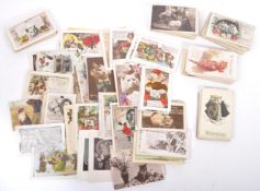 EARLY 20TH CENTURY CATS & KITTENS GREETINGS POSTCARDS