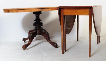 19TH CENTURY WALNUT OVAL TIL TOP LOO TABLE & PEMBROKE