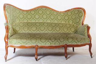 19TH CENTURY LARGE WALNUT SERPENTINE CANAPE SOFA