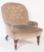 VICTORIAN 19TH CENTURY BUTTON BACK LIBRARY ARMCHAIR
