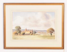 RAY CAMPBELL SMITH - WATERCOLOUR - KENT FARM SCENE