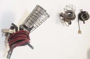 THREE RETRO 20TH CENTURY INDUSTRIAL INSPECTION LAMP LIGHTS