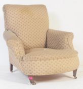 VICTORIAN 19TH CENTURY LOW FIRE SIDE LOUNGE ARMCHAIR