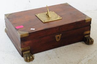 A 19TH MAHOGANY AND BRASS JEWELLERY CASKET CHEST BOX