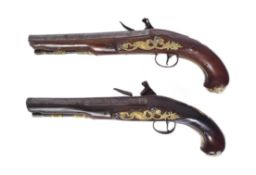 PAIR OF 19TH CENTURY NORTH OF LONDON FLINTLOCK PISTOL