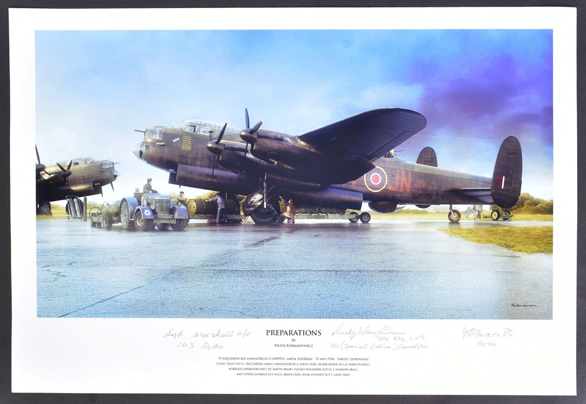 WWII INTEREST - LANCAST BOMBER SIGNED PRINT