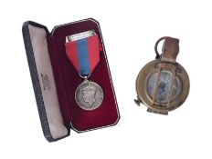 KING GEORGE VI IMPERIAL SERVICE MEDAL & MILS MKI MARCHING COMPASS