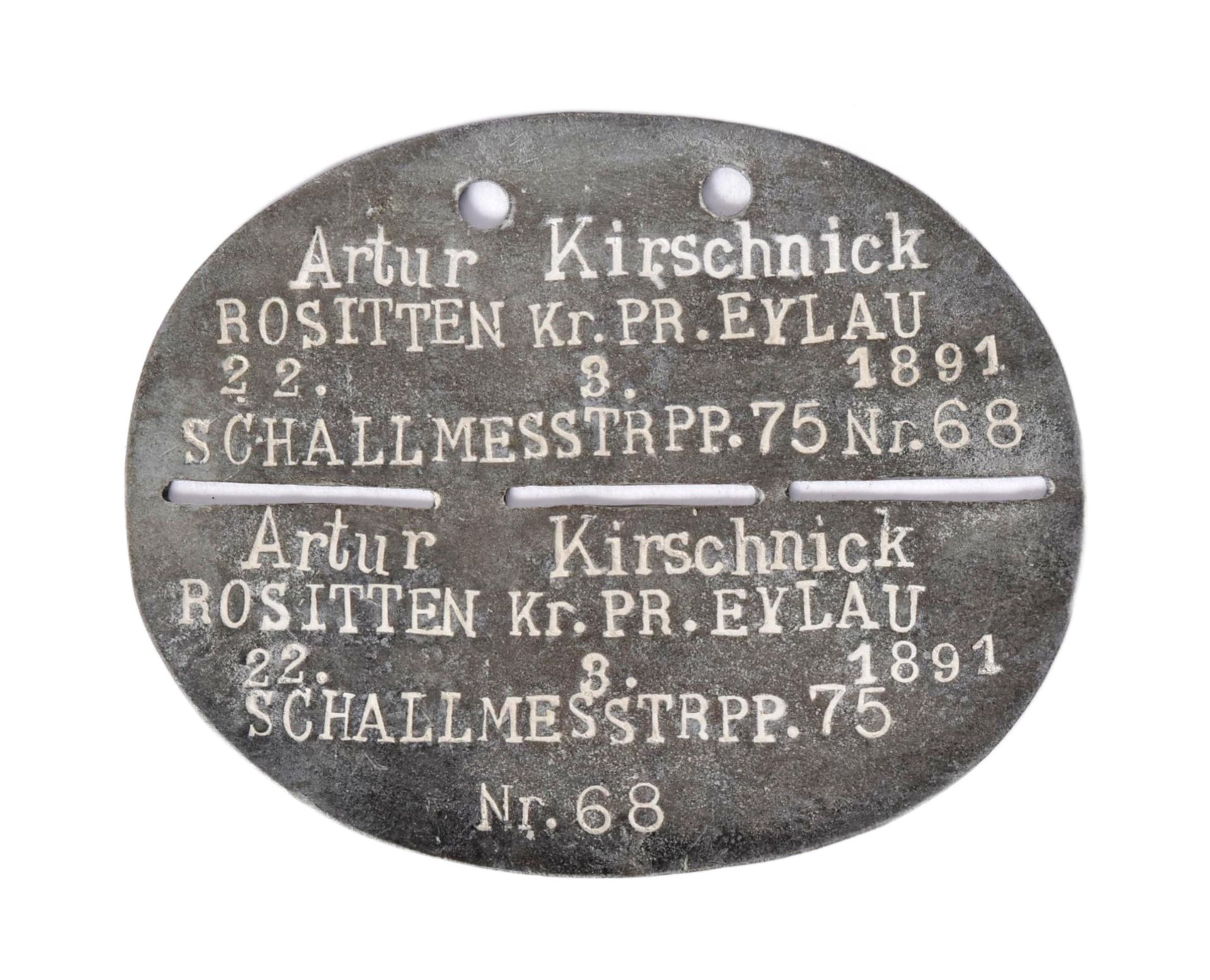 WWI FIRST WORLD WAR IMPERIAL GERMAN DOG TAG