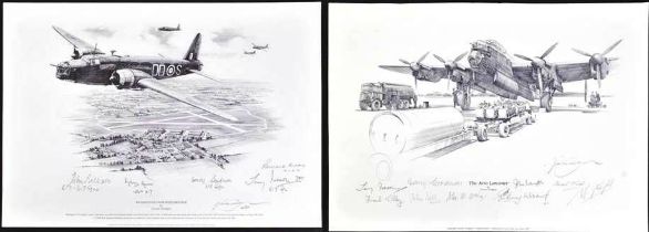 WWII LANCASTER BOMBER - TWO SIGNED PRINTS