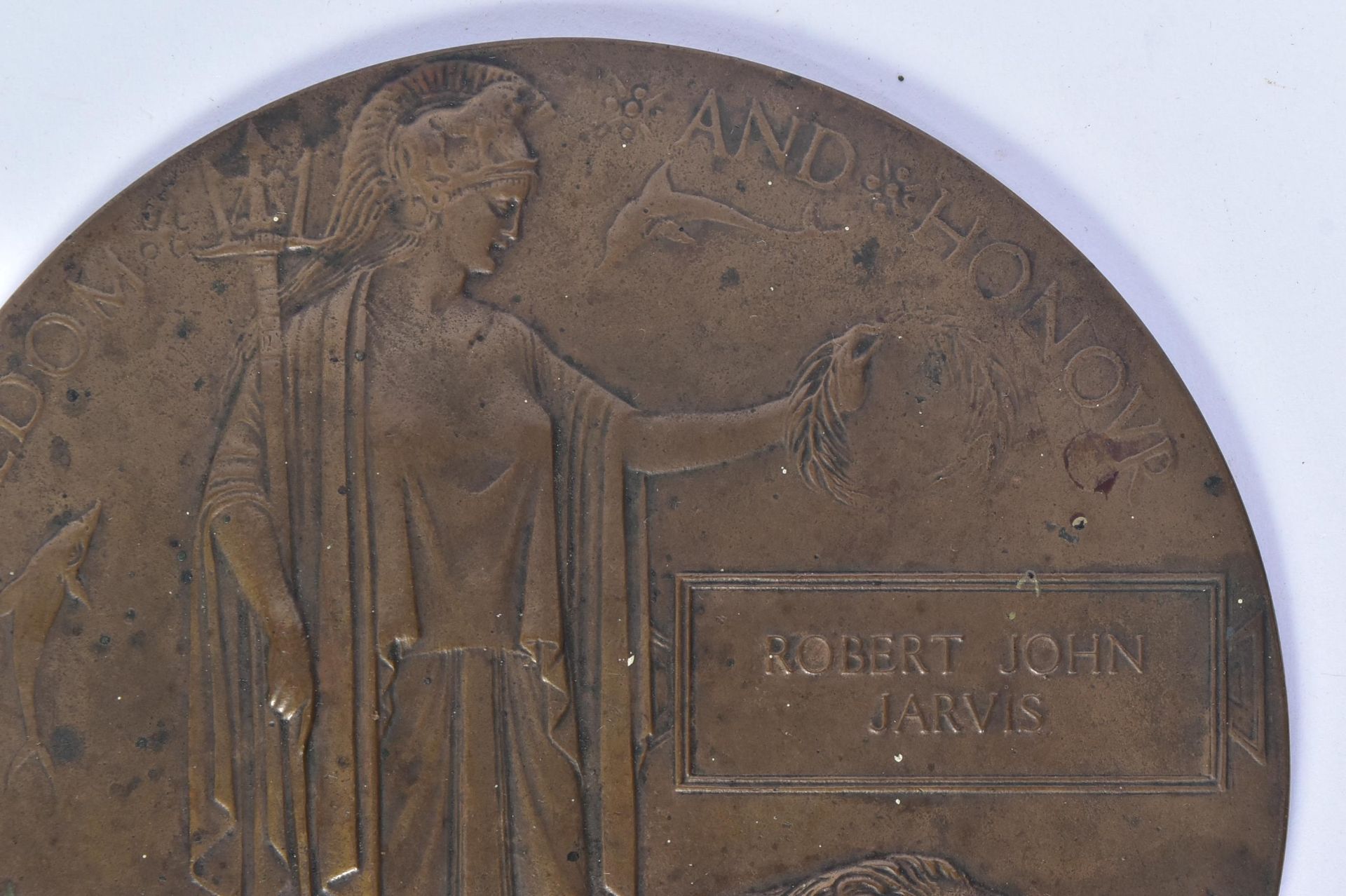 WWI FIRST WORLD WAR DEATH MEMORIAL PLAQUE MEDAL - Image 3 of 5