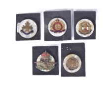 COLLECTION OF X5 FIRST WORLD WAR SWEETHEART BADGES