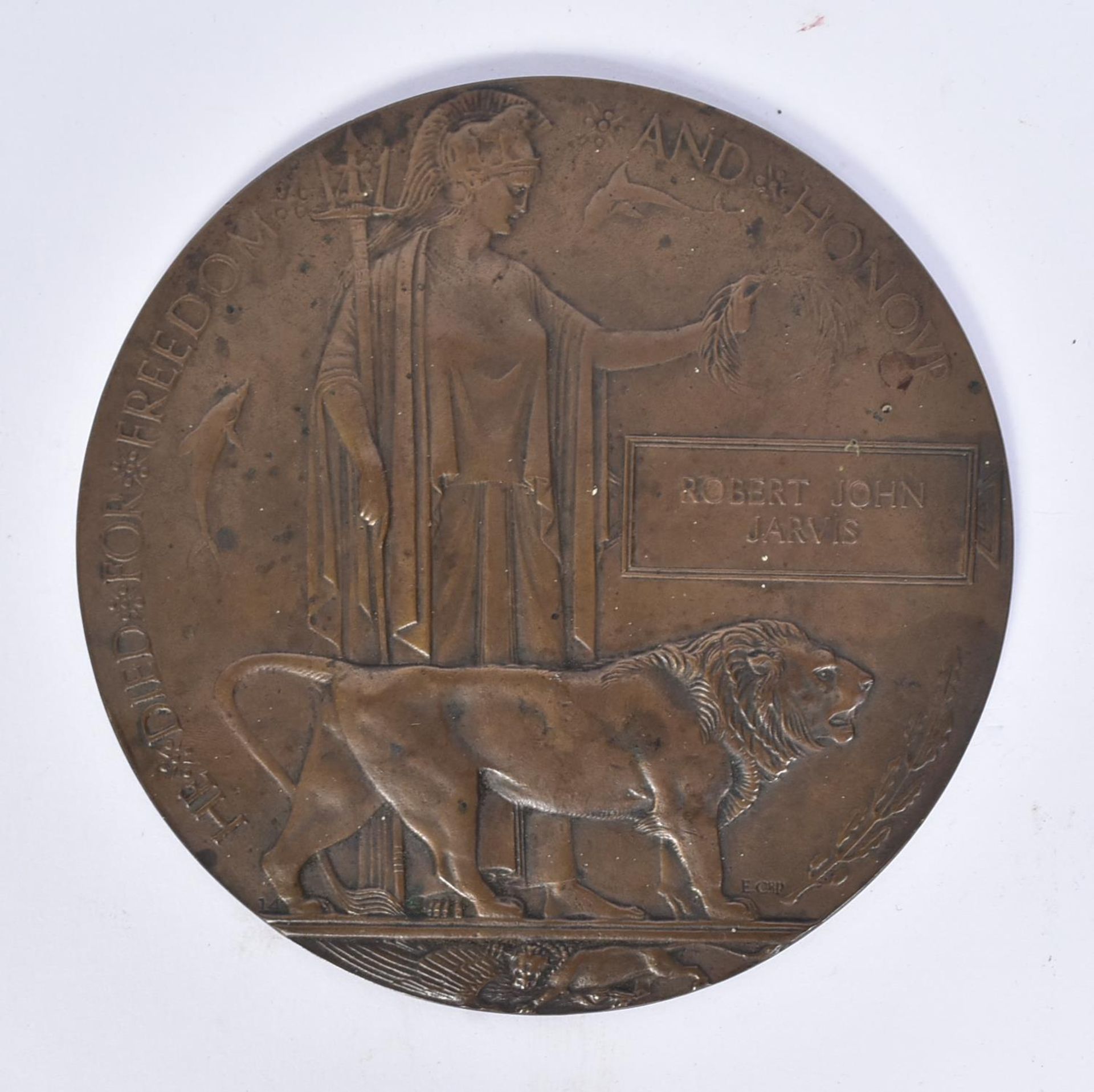 WWI FIRST WORLD WAR DEATH MEMORIAL PLAQUE MEDAL - Image 2 of 5