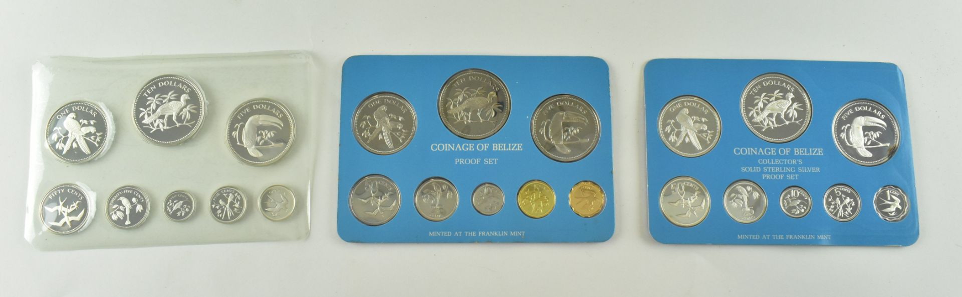 THREE BOXED FRANKLIN MINT SILVER PROOF COINAGE OF BELIZE SETS - Image 2 of 5