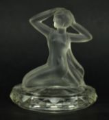 1930S ART DECO FROSTED GLASS FIGURINE OF A LADY