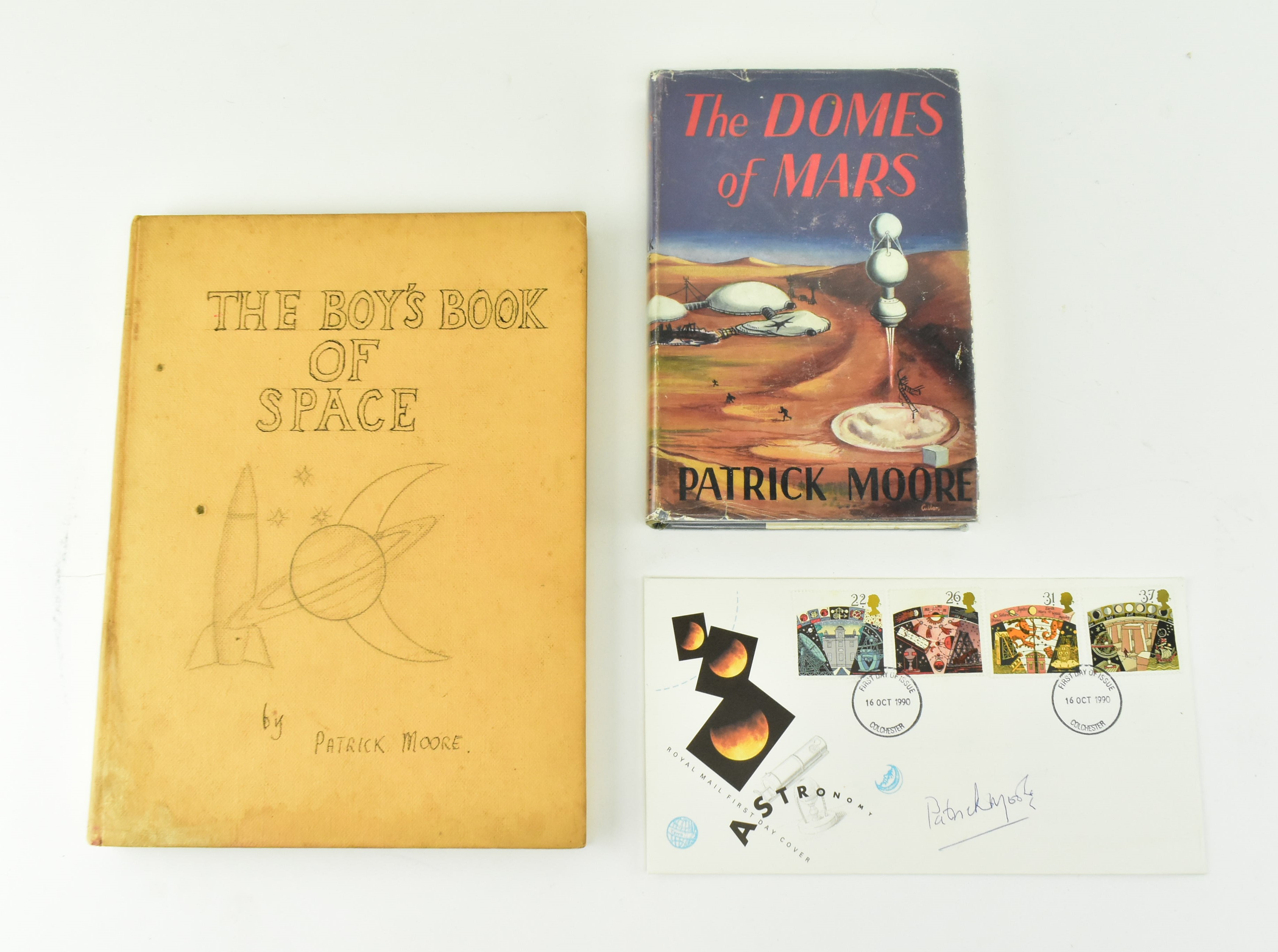 PATRICK MOORE - THE DOMES OF MARS 1ST EDITION & SIGNED FDC