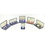 SIX FRANKLIN MINT COINAGE PROOF CASED SETS