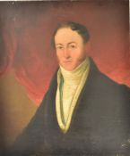 19TH CENTURY OIL ON BOARD PORTRAIT PAINTING OF A GENTLEMAN