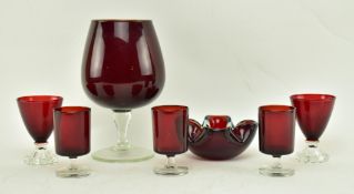 COLLECTION OF 20TH CENTURY RED GLASSWARE