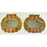 TWO 20TH CENTURY GILTWOOD MIRRORS WITH PEACOCK PATTERN